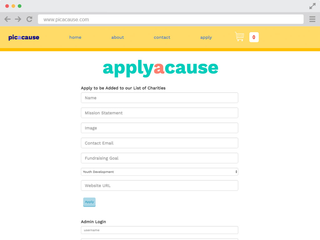 picacause application and admin page