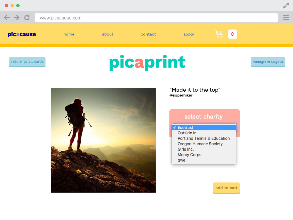 picacause photo selection page